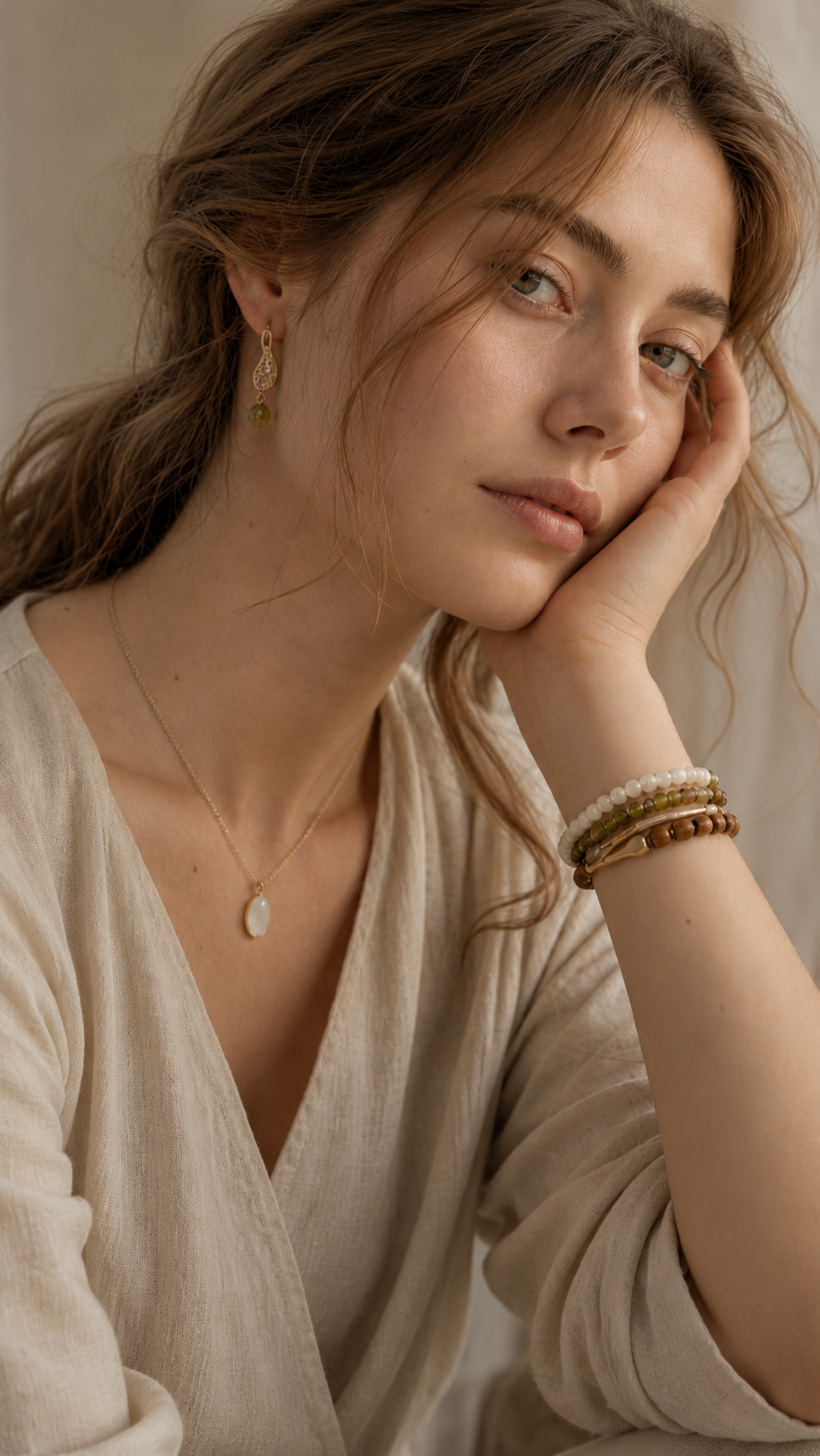 Earth Muse Collection — Moonstone Jade Pendant Necklace