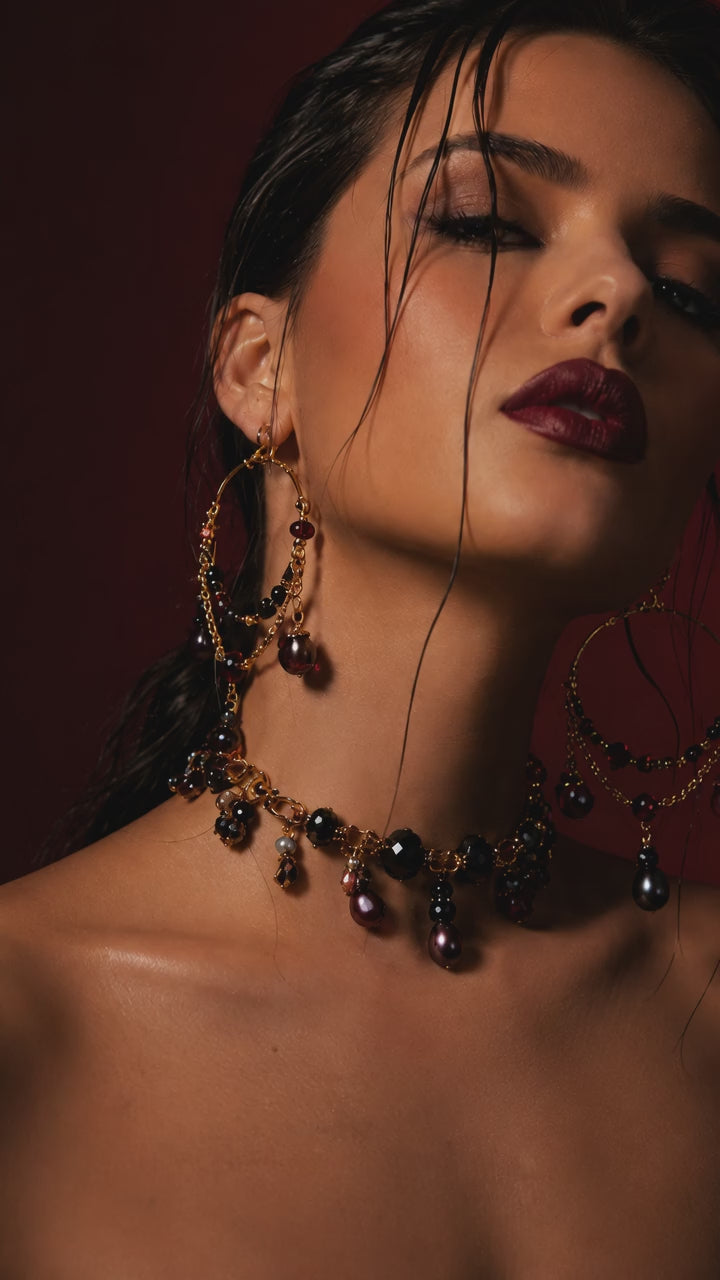 Midnight Aura Collection — Crimson Eclipse Hoop Earrings