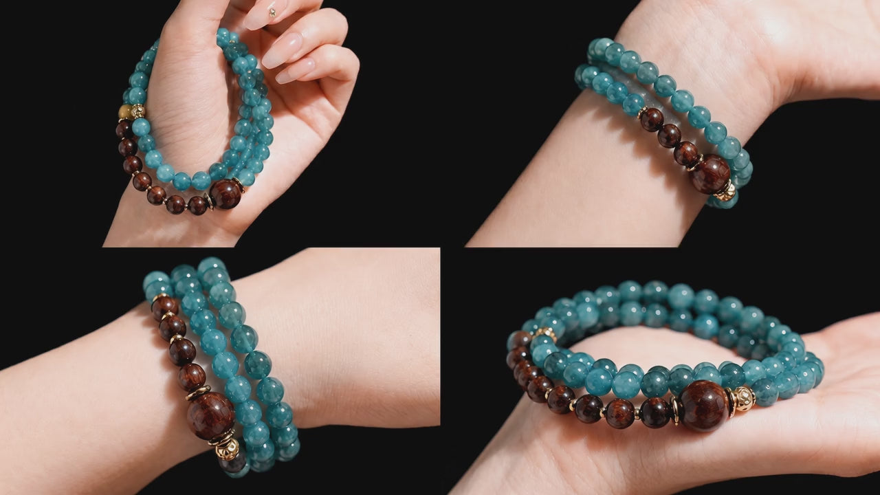 Forest Veil — Green Agate & Rosewood Bracelet