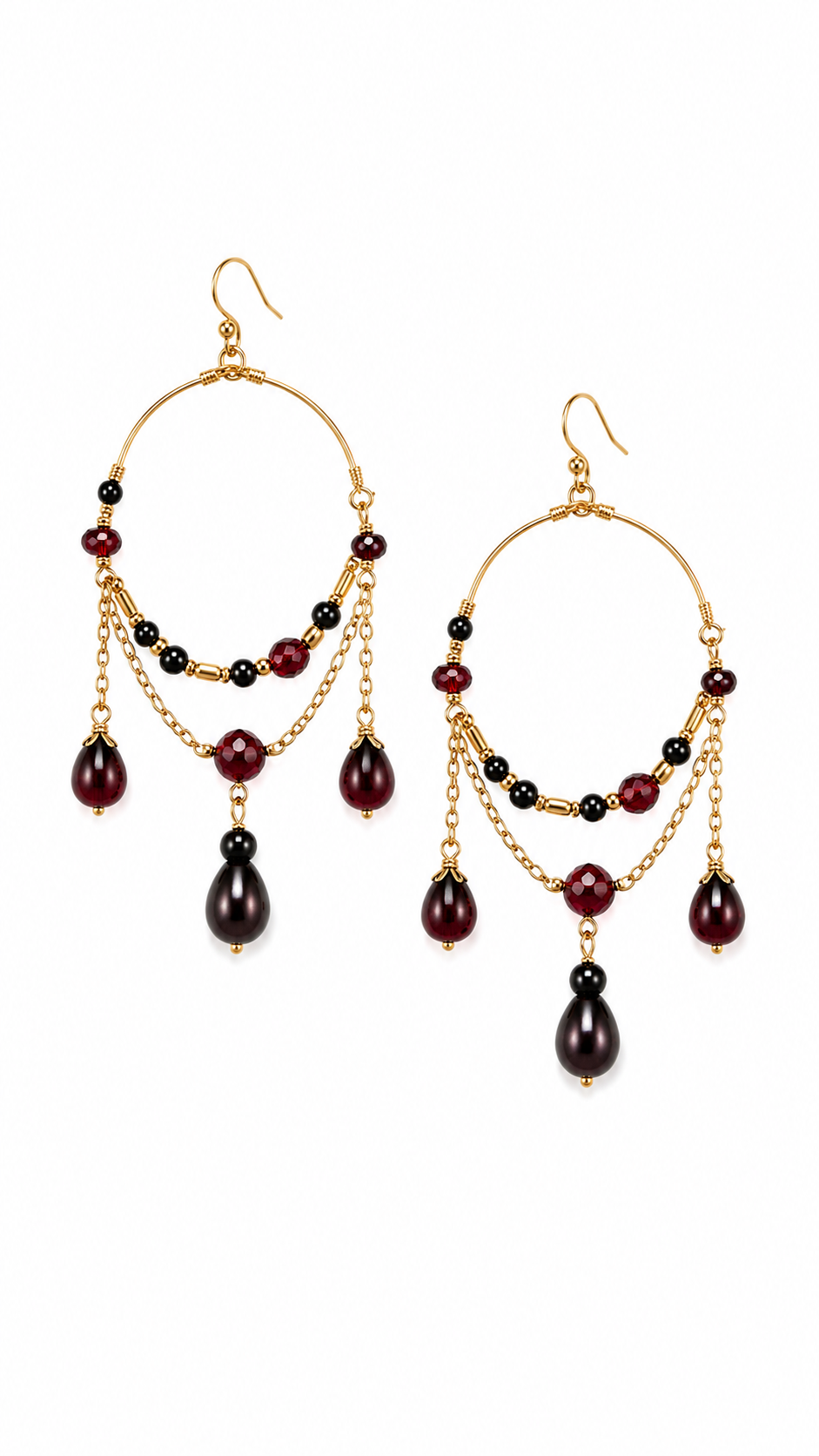 Midnight Aura Collection — Crimson Eclipse Hoop Earrings
