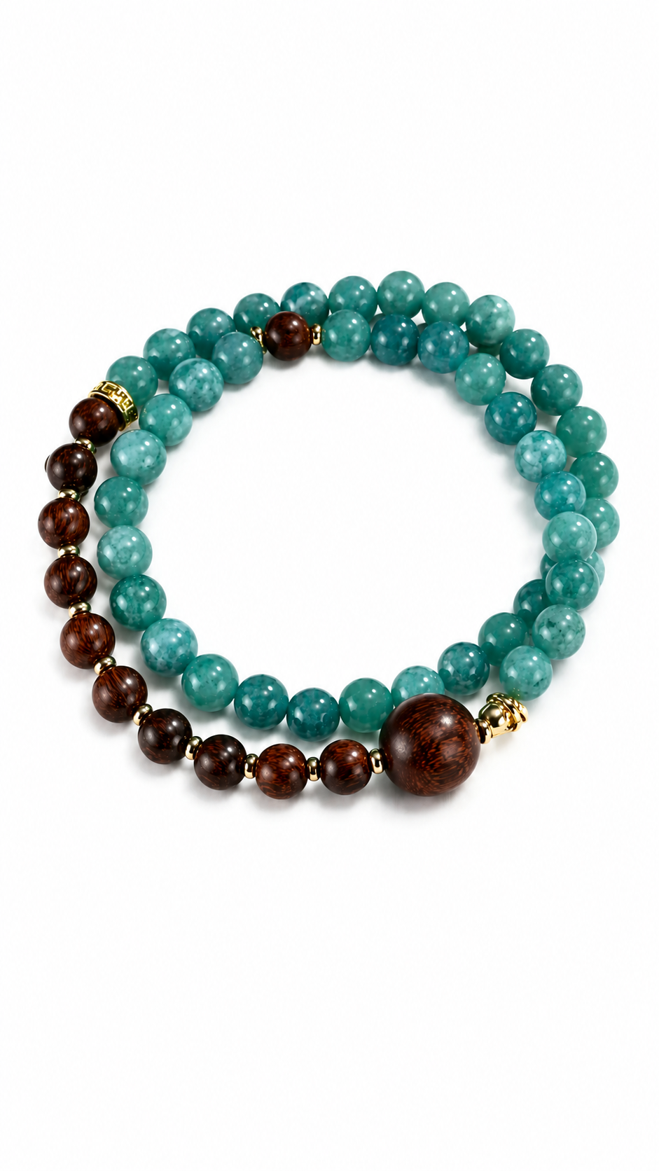 Forest Veil — Green Agate & Rosewood Bracelet